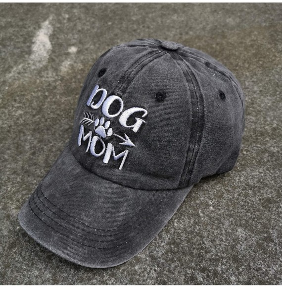 Baseball Caps Women's Embroideried Dog Mom Baseball Caps Adjustable Distressed Vintage Dad Hats - Black - C818T442DG7