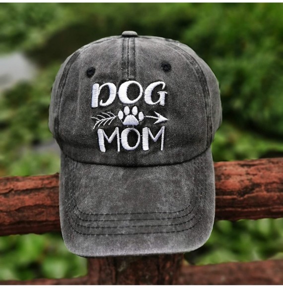 Baseball Caps Women's Embroideried Dog Mom Baseball Caps Adjustable Distressed Vintage Dad Hats - Black - C818T442DG7