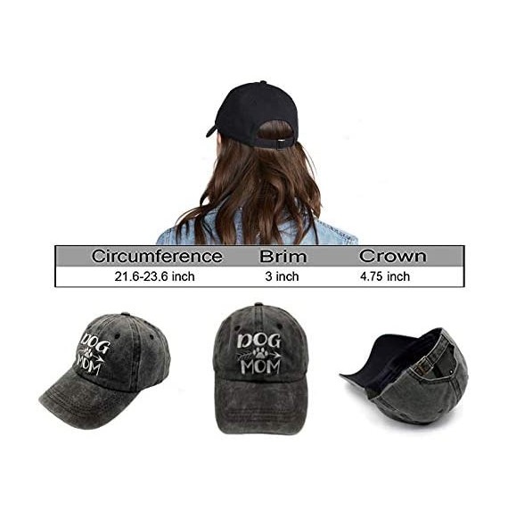 Baseball Caps Women's Embroideried Dog Mom Baseball Caps Adjustable Distressed Vintage Dad Hats - Black - C818T442DG7