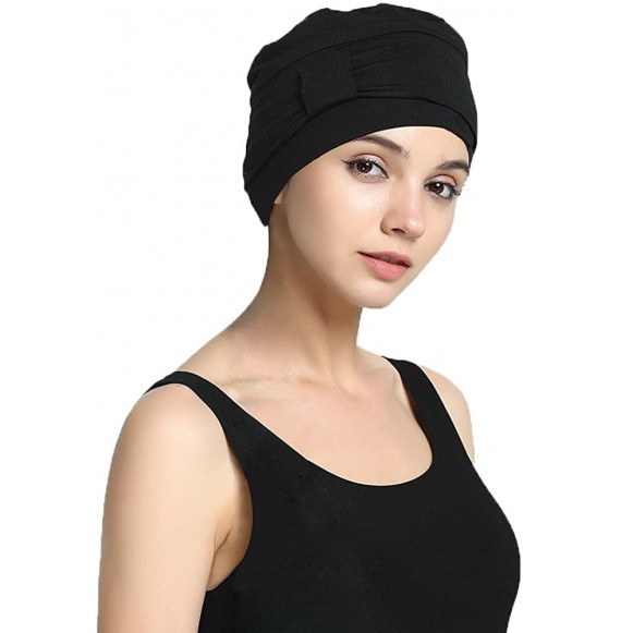 Skullies & Beanies Bamboo Double Layered Comfort Fashion Chemo Cancer Hat Daily Use - Black - CH18364Y9ZT