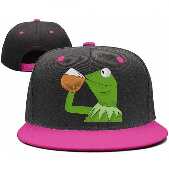 Skullies & Beanies Tea Lizard None of My Business Strapback Hat Sipping Tea Meme Adjustable Cap - Funny-green-frog-sipping-te...