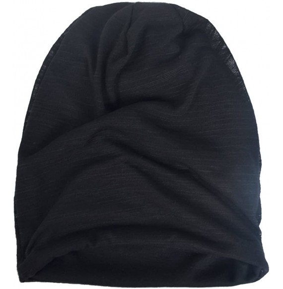 Skullies & Beanies Mens Slouchy Beanie Skull Cap Summer Thin Baggy Oversized Knit Hat B301 - B011h-black - CL18CK066N3