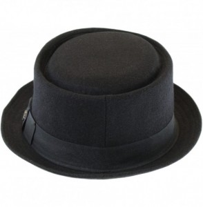 Fedoras Men's Classic Black Wool Blend Pork Pie Cap- Felt Winter Fedora Hat - CG126SQVG45