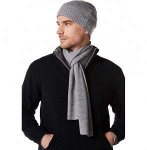 Skullies & Beanies Men's 100% Merino Wool Scarf- Beanie Hat Gift Box Set - Medium Grey - CS193WI67GK