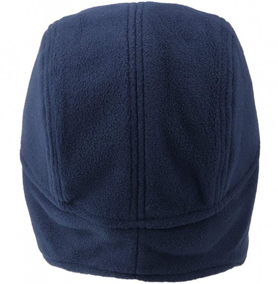 Skullies & Beanies Skull Cap with Ear Flaps- Winter Windproof Soft Warm Fleece Beanie Hats - Navy Blue-b - CN193G5O7OY