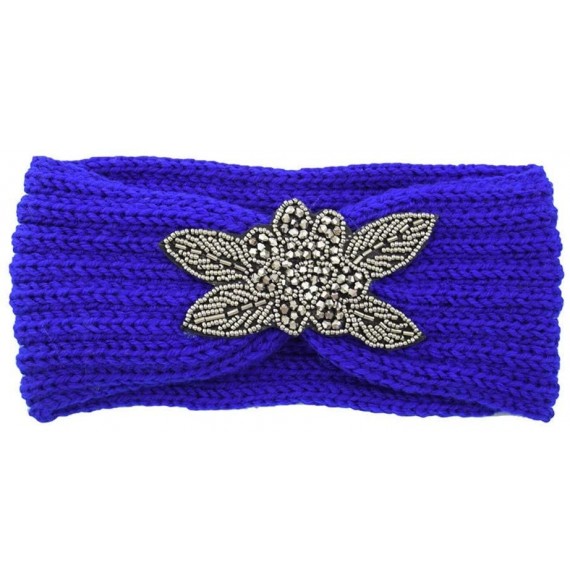 Cold Weather Headbands Chunky Headbands Warmers Crochet - Blue - CZ192H0S4UY