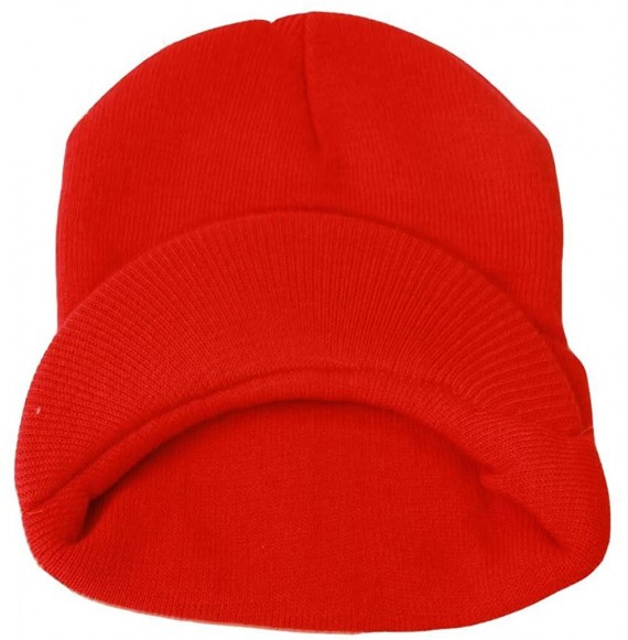 Skullies & Beanies Cuff Visor Winter Beanie - Red - C6110SBIBGD