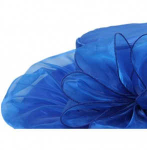 Sun Hats Women's Colorful Organza Kentucky Wide Brim Bow Derby Sun Hat - Blue - CO12GSWKQ0J