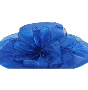 Sun Hats Women's Colorful Organza Kentucky Wide Brim Bow Derby Sun Hat - Blue - CO12GSWKQ0J