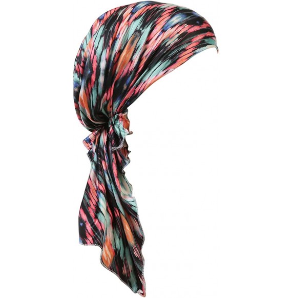 Skullies & Beanies Summer Chemo Scarf Lightweight Silky Beanie Ruffle Cap Cancer Headwear for Womens - CT18EQDA8NW