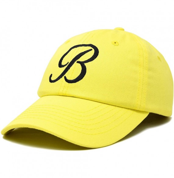 Baseball Caps Initial Hat Letter B Womens Baseball Cap Monogram Cursive Embroidered - Minion Yellow - CG18TTNIC4A