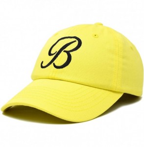 Baseball Caps Initial Hat Letter B Womens Baseball Cap Monogram Cursive Embroidered - Minion Yellow - CG18TTNIC4A