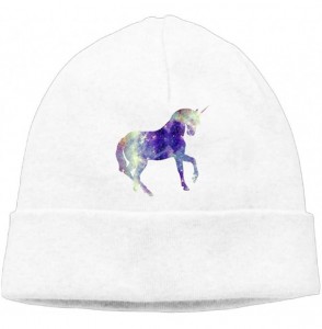 Skullies & Beanies Thermal Unicorn Adult Unisex Black Watch Cap - White - CI189N579GK