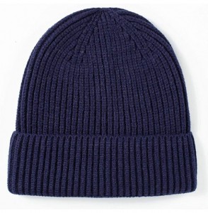 Skullies & Beanies Short Fisherman Beanie Hats for Men Wool Knitted Caps for Men Baggy Women Skull Cap - Navy Blue - C81938N5KUS