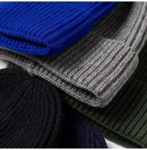 Skullies & Beanies Short Fisherman Beanie Hats for Men Wool Knitted Caps for Men Baggy Women Skull Cap - Navy Blue - C81938N5KUS