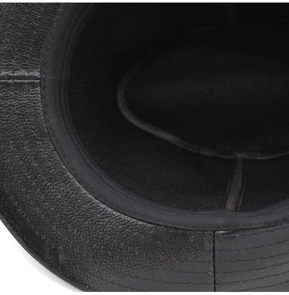 Fedoras Men & Women's Cowhide Jazz Hat Short Brim Suede Leather Fedora Hat - Black - CM18G56ZCZK