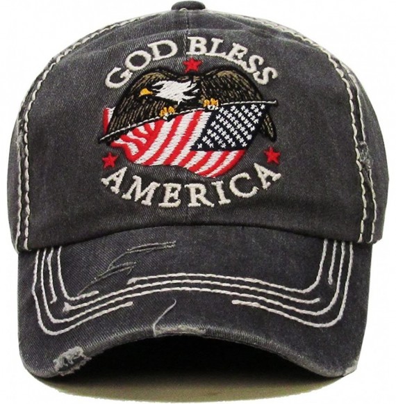 Baseball Caps Eagle and Free Spirit Distressed Baseball Cap Dad Hat Adjustable Unisex Fashion - (1.6) Black Bless America - C...