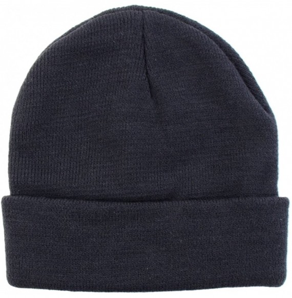 Skullies & Beanies Winter Two Layers Soft Ribbed Knit Fisherman Beanie Hat in Solid Color - Solid Black - CL12N5G0YZ1