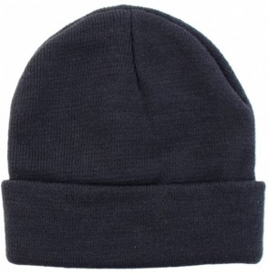 Skullies & Beanies Winter Two Layers Soft Ribbed Knit Fisherman Beanie Hat in Solid Color - Solid Black - CL12N5G0YZ1