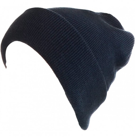 Skullies & Beanies Winter Two Layers Soft Ribbed Knit Fisherman Beanie Hat in Solid Color - Solid Black - CL12N5G0YZ1