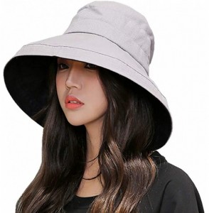 Sun Hats Women Reversible Bucket Hat UV Sun Protection Wide Brim Foldable Floppy Bucket Hat - 1gray-black - CE18NZZ9LEA