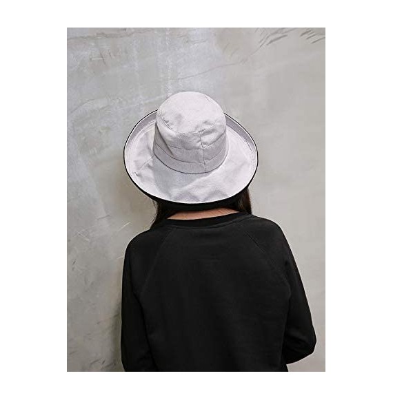 Sun Hats Women Reversible Bucket Hat UV Sun Protection Wide Brim Foldable Floppy Bucket Hat - 1gray-black - CE18NZZ9LEA