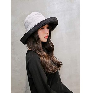 Sun Hats Women Reversible Bucket Hat UV Sun Protection Wide Brim Foldable Floppy Bucket Hat - 1gray-black - CE18NZZ9LEA