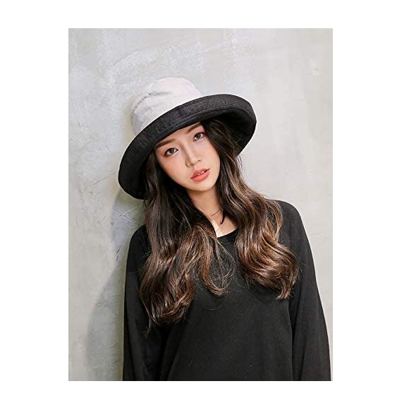 Sun Hats Women Reversible Bucket Hat UV Sun Protection Wide Brim Foldable Floppy Bucket Hat - 1gray-black - CE18NZZ9LEA