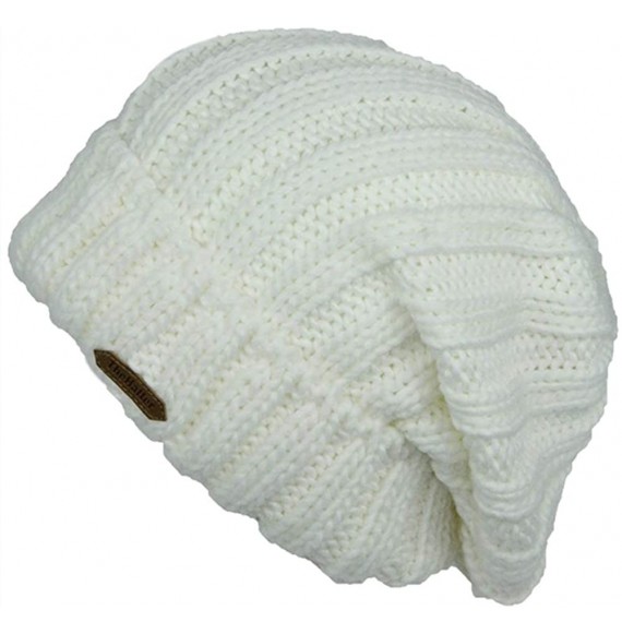 Skullies & Beanies Trendy Warm Soft Stretch Long Folded Beanie - Ivory - CE18KQ86O9K