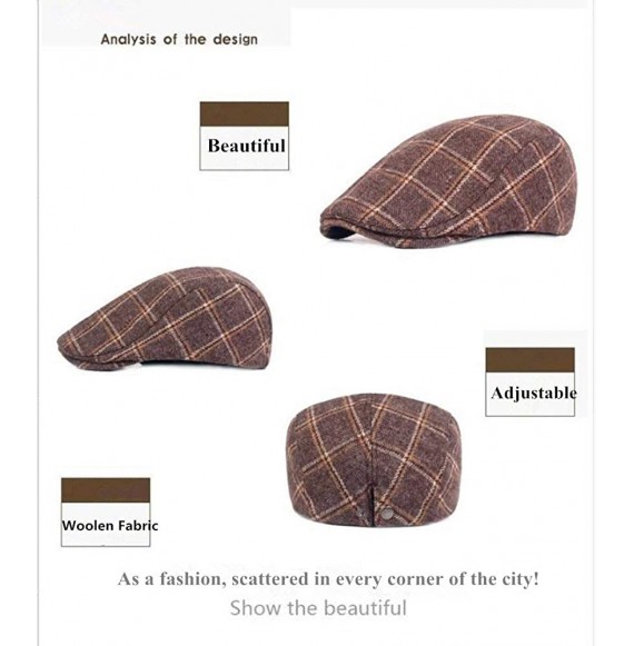 Newsboy Caps Men's Newsboy Gatsby Cabbie Hats Cotton Adjustable Driving Winter Hat - Red Plaid - CD18STLUADG