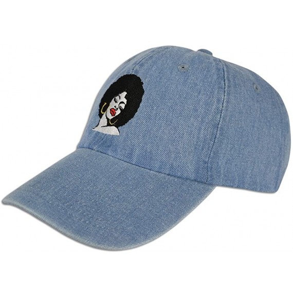 Baseball Caps Melanin Embroidered Dad Cap Hat Adjustable - L. Blue Denim - CM180U55Y70