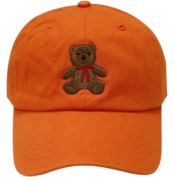 Baseball Caps Teddy Bear Cotton Baseball Cap - Orange - CK12LC6Z1VP