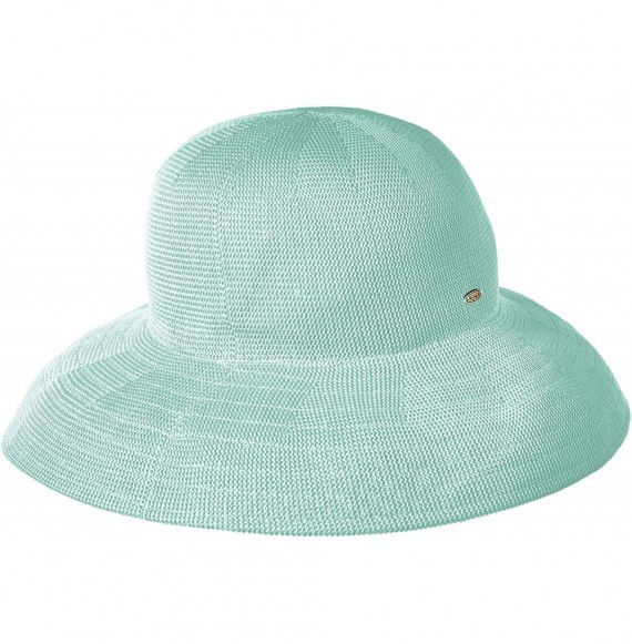 Sun Hats Women's Knitted Poly Straw Big Brim Hat - Turquoise - C4128M3TW6L