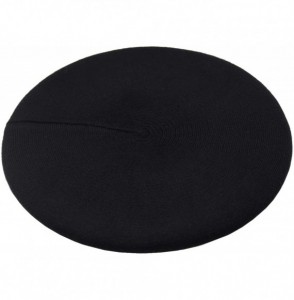 Berets French Beret Hat-Reversible Solid Color Cashmere Beret Cap for Womens Girls Lady Adults - Black - C518KGIGNHW