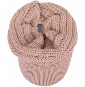 Skullies & Beanies Women's Ribbed Knit Winter Ponytail Visor Beanie Cap - Indi Pink - CL188QKK8IE