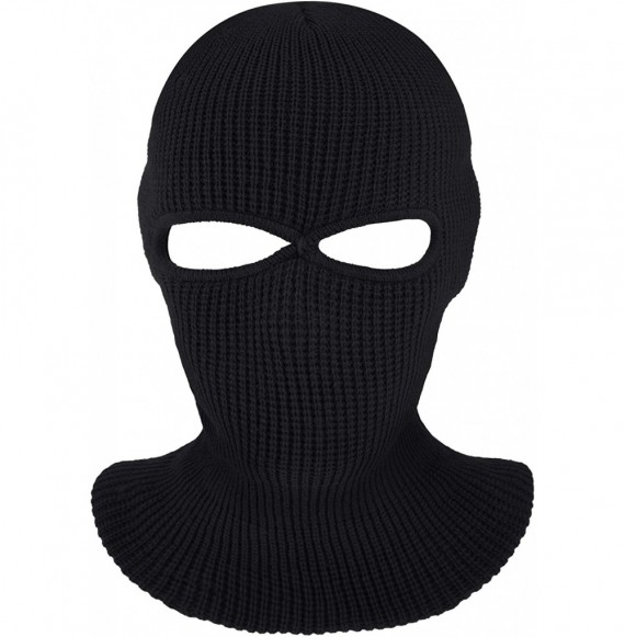 Balaclavas 2 Pieces Knitted Full Face Cover Ski Mask Winter Balaclava Face Mask for Adult Supplies - Black - CI18ZA73A2Y