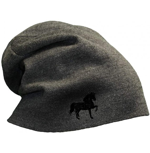 Skullies & Beanies Custom Slouchy Beanie Tennessee Walking Horse Embroidery Cotton - Dark Grey - CO12FJPZ03J