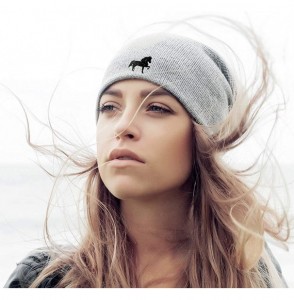 Skullies & Beanies Custom Slouchy Beanie Tennessee Walking Horse Embroidery Cotton - Dark Grey - CO12FJPZ03J