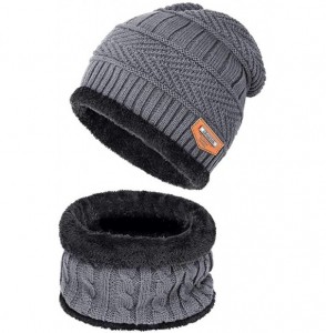 Skullies & Beanies Warm Winter Beanie Hat & Scarf Set Stylish Knit Skull Cap for Men Women - 03 Gray - C01888O9CDC