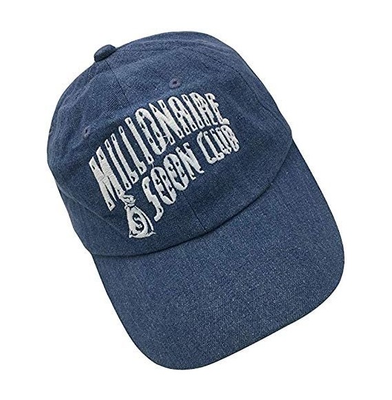 Baseball Caps Millionaire Dad Hat Baseball Cap Embroidered Dad Hat Adjustable Strapback Caps - Denim - CH193Z3H7GW