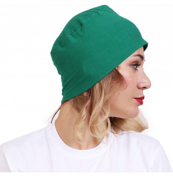 Skullies & Beanies Women's Cotton Under Hijab Caps (Multicolours- Free Size) - Green - C518DOHZKW9