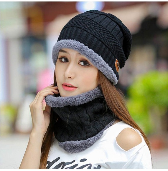 Skullies & Beanies Warm Winter Beanie Hat & Scarf Set Stylish Knit Skull Cap for Men Women - 03 Gray - C01888O9CDC