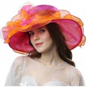 Sun Hats Women Dress Fantastic Fancy Feather Veil Floral Brim Hat Kentucky Derby Church Wedding Tea Party Cap - C217YWALURQ