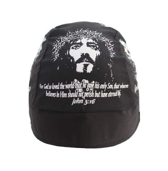 Skullies & Beanies Christian Doo-Rag with Sweatband Motorcycle Skull Cap Bikers Do-Bandana - John 3-16 Jesus Christ Crown of ...