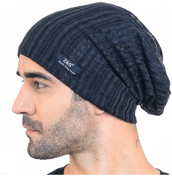 Skullies & Beanies Men Slouch Hollow Beanie Thin Summer Cap Skullcap B018h - 018s-black1 - C418S798YEX