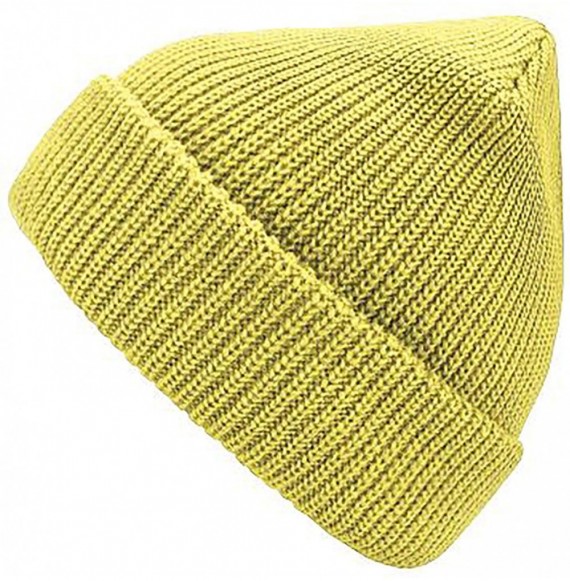 Skullies & Beanies Winter Beanie Hat Warm Knit Hats Acrylic Knit Cuff Beanie Cap for Women & Men - Mustard Yellow - CH18ZIS6QAN