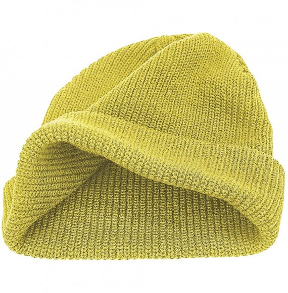 Skullies & Beanies Winter Beanie Hat Warm Knit Hats Acrylic Knit Cuff Beanie Cap for Women & Men - Mustard Yellow - CH18ZIS6QAN