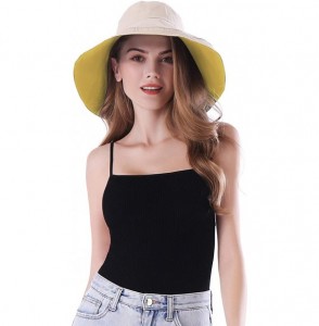 Sun Hats Women Large Brim Sun Hats Packable Foldable UV Protection Bucket Hats - Yellow - CM18QCZUEX5