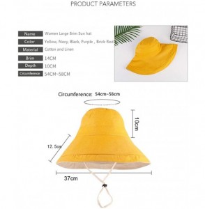 Sun Hats Women Large Brim Sun Hats Packable Foldable UV Protection Bucket Hats - Yellow - CM18QCZUEX5