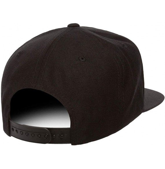 Baseball Caps Yupoong Premium Classic Snapback Hat - Flat Brim- Adjustable Ballcap w/Hat Liner - Black - CI18GZ2GIQ7